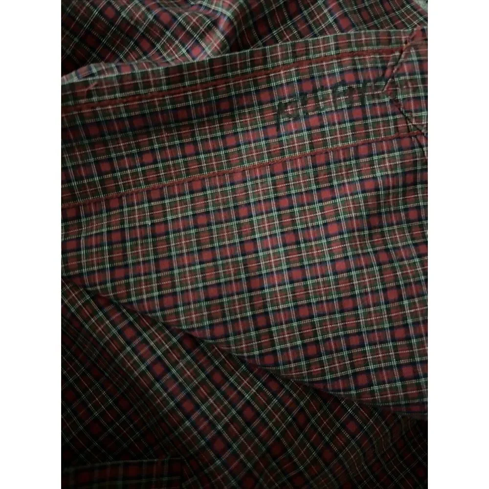 Ralph‎ Lauren Men's 15.5 32/33 Yaramouth Cotton Red Plaid Button Down *Flaw